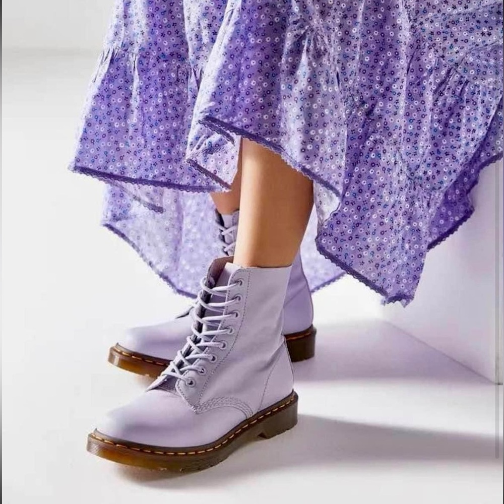Dr. Martens, 1460 Pascal Virginia Leather Lace Up Boots, Lilac, Women's Size 5
